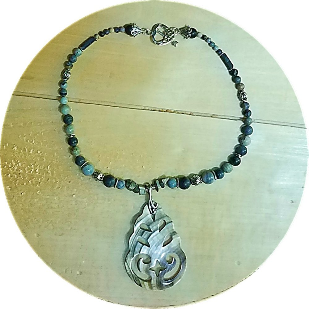 Abalone Pendant Custom Necklace w Sterling Toggle - Picture 2 of 2